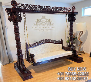 Columpio de madera de teca artesanal moderno para el hogar, acabado marrón brillante, columpio interior para el hogar, Columpio de diseño de madera de teca moderno para LivingUK - Product Image 3