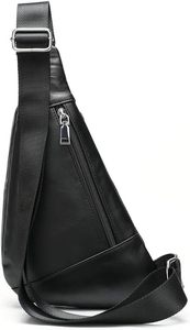 Sac à dos de poitrine triangulaire personnalisé pour homme, sac à bandoulière en cuir PU, sacoche de course à une sangle, vente en gros OEM ODM - Product Image 4