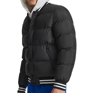 Veste matelassée à bulles pour homme avec logo personnalisé, noire, brillante, vintage, coupe-vent, écologique, rembourrée - Product Image 4