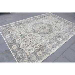 Alfombra Turca Vintage, Grande, 6.46x9.4 pies (197x287 cm), Alfombra de Lana Gris Abstracta - Product Image 3