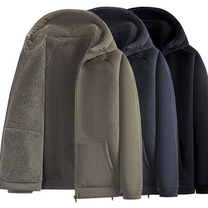 OEM Factory Direct Extra Thick Winter <b>Fleece</b> <b>Jacket</b> Mens Windproof Hooded Sweatshirt <b>Fleece</b> <b>Lining</b> Outdoor Custom Warm Hoodie - Product Image 1