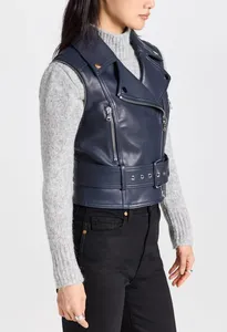 Chaqueta informal de fitness de motorista negro de otoño para mujer, piel de oveja, logotipo OEM personalizable, suministro al por mayor, chaqueta vaquera para exteriores para mujer - Product Image 5
