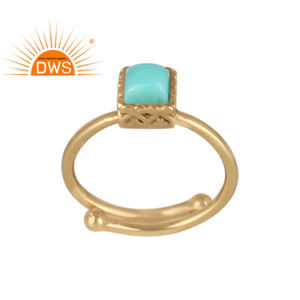 Latest Handmade Design 18K <b>Gold</b> Plated Natural Arizona <b>Turquoise</b> Gemstone Stackable <b>Ring</b> Demi Fine Jewelry Manufacturer - Product Image 1