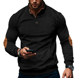 2025 kaus pria korduroi lengan panjang, baju Sweatshirt saku lengan panjang kerah berdiri kasual musim semi dan musim gugur - Product Image 1