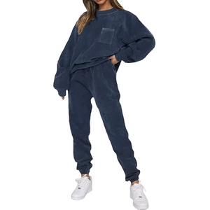 Ensemble de survêtement vintage streetwear pour femme, pull-over délavé à l'acide, ensemble de survêtement personnalisé pour femme, ensemble de sweats à capuche en velours côtelé vintage, survêtement vintage 2026 - Product Image 1