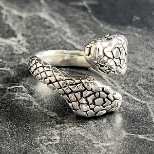 Detailed Gothic Style 925 Sterling <b>Silver</b> Snake Coil <b>Ring</b> with Prong <b>Set</b> Zircon Serpent Wrap Band for Unisex Dark Aesthetic Fans - Product Image 2