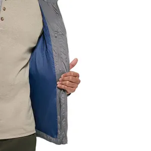 Veste d'hiver à capuche pour homme, rembourrage épais en polyester, fermeture éclair coupe-vent, style décontracté, couleur unie gris - Product Image 6