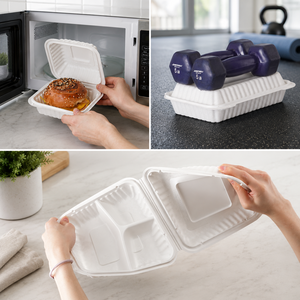 Contenitore per Pranzo EcoSmart 9x9 Bianco in PP con Coperchio, 1 Scomparto, Adatto al Microonde, Stile Casual H-ML91W 3h Corporation - Product Image 3