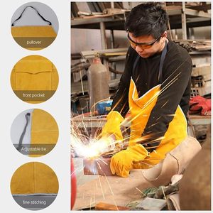 Delantal de cuero de soldadura resistente al fuego Delantal de soldadura de protección térmica de alta calidad Delantal de soldadura industrial - Product Image 2