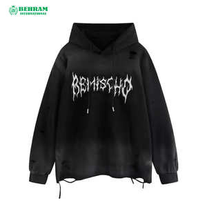 Sweat-shirt à capuche unisexe de haute qualité en molleton 100% coton, lavé à l'acide, respirant, séchage rapide, style streetwear - Product Image 4