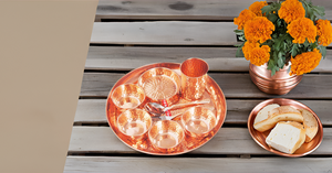 ชุดชามอาหารจานทาลีเคลือบทองแดงหรูหราสไตล์อินเดียรับโลโก้บนโต๊ะอาหารแบบดั้งเดิมสไตล์ตะวันตกสำหรับงานแต่งงานงานปาร์ตี้ - Product Image 4