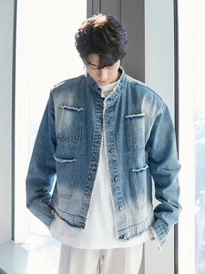 เสื้อแจ็กเก็ตยีนส์คอตั้งแขนยาวนักออกแบบแนวสตรีทสำหรับผู้ชายเสื้อโค้ทลำลองมีพู่สำหรับฤดูหนาวและฤดูใบไม้ผลิฤดูใบไม้ร่วง - Product Image 5