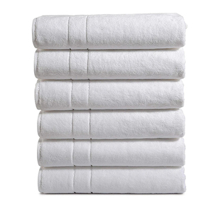 Ensemble de serviettes de bain en coton blanc, design rayé, douces et moelleuses, pour usage domestique, forme rectangulaire, lavables en machine, meilleures serviettes pour le bain - Product Image 6