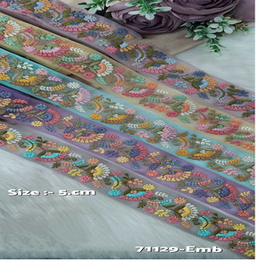 กำหนดเองทำด้วยความกว้าง2.5นิ้วบนฐานผ้าฝ้ายผ้าลูกไม้ปักดอกไม้ในสี่สีสำหรับเสื้อผ้าและเพื่อขายต่อ - Product Image 5