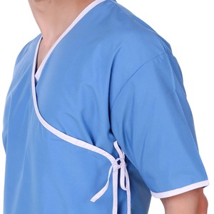 Bata de paciente de hospital de algodón polivinílico unisex de alta calidad Material suave personalizado - Product Image 4