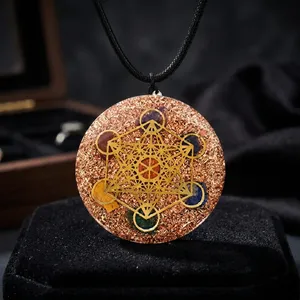 Metatron Cube Orgone Pendant para protección Emf Viene con piedra curativa Chakra Stone para protección Emf-Utilizado como colgante de Chakra - Product Image 2