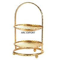 Présentoir de Décoration Vintage à 2 Niveaux Blanc Clair Avec Support en Or Présentoir à Gâteau de Créateur Présentoir à Bonbons et Desserts pour les Fêtes de Mariage