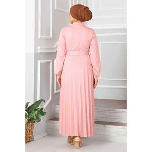 Aynur ชุดเดรสเจียมเนื้อเจียมตัวฮิญาบจีบสีผง - Product Image 3