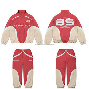 2025 venta al por mayor nuevo cortavientos informal personalizado de talla grande Conjunto de jogging en blanco diseño deportivo propio conjunto cortavientos de poliéster para hombre - Product Image 5