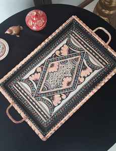 ถาดเสิร์ฟทองแดงแท้พิมพ์ลายดอกไม้สีพาสเทลสำหรับผลไม้และขนมหวาน - Product Image 6