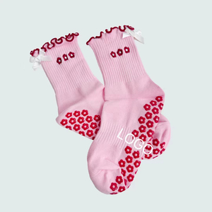 Chaussettes de Pilates antidérapantes écologiques pour hommes avec motif floral, durables et confortables pour le yoga, avec logo sur le bas – Grande Vente - Product Image 6