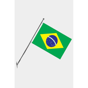 Ensemble de mât de drapeau télescopique mural brésilien en aluminium et polyester avec impression numérique 3x5 pieds pour les agences d'assurance et de voyages - Product Image 1