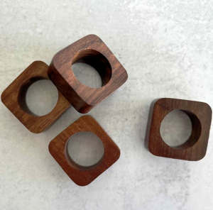 Antique Ash Wood <b>Napkin</b> Ring Customized Square Dark Brown Wooden Tableware Home <b>Napkin</b> Holder - Product Image 2