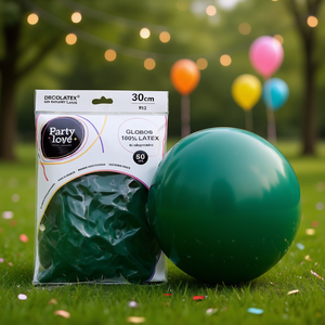 Globos de Látex para Fiestas, 30 cm, Verde Oscuro, R12, Biodegradables, 50 Unidades - Product Image 3