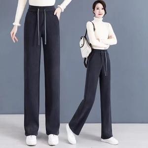 Pantalones de moda elegantes para primavera y otoño, pantalones de pierna recta informales holgados que combinan con todo, pantalones de pierna ancha sólidos de cintura alta - Product Image 5