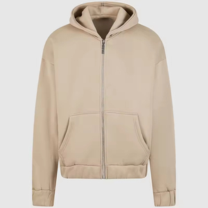 Wholesale Autumn Oversized Streetwear <b>Hoodies</b> | Custom Logo Drop Shoulder Hoodie | <b>Plain</b> Full Zip 100% Cotton Fleece Custom - Product Image 1