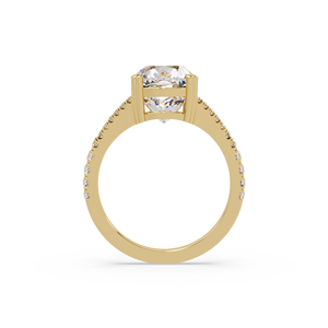 Anillo de Compromiso de Oro de 14K con Diamante Cultivado en Laboratorio de Corte Cojín de 4.00 CT Certificado por IGI, Anillo Nupcial con Pavé, Joyería de Lujo para Mujer - Product Image 3