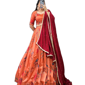 South-Style Modern Design New Arrival Tussar Silk Embroidery Work Lehenga Choli Collection for Wedding Occasions Wear - Product Image 1
