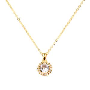 Collana con Ciondolo Cristiano Placcato Oro Rodio con Zirconia Cubica Taglio Brillante Rotondo Design Floreale Geometrico Catena a Maglia Quadrata Unisex - Product Image 3