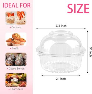 Wadah Plastik <span class=keywords><strong>PVC</strong></span> Transparan untuk Cupcake dan Sushi dengan Tutup Kubah, Tempat Cupcake Individual - Product Image 2
