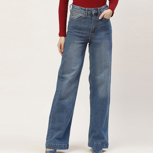 Cotton High Quality Vintage Distressed Wash Breathable Eco-Friendly Casual Comfortable Mid Waist Regular Fit Denim <b>Jeans</b> Women's - Product Image 1