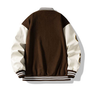 Veste universitaire classique d'hiver en laine et cuir, couleur et logo personnalisés, streetwear élégant et durable pour hommes, en solde - Product Image 6