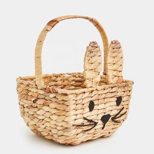 Holiday Product Water Hyacinth Bunny <b>Basket</b> Created with a Top Handle. Perfect <b>for</b> Easter. Water Hyacinth Easter Handmade - Product Image 2