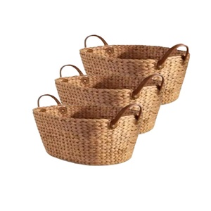 Sustainable Eco-friendly Seagrass <b>Wicker</b> Storage Baskets Natural Woven Water Hyacinth Handles Flexible Design Storage Boxes <b>Bins</b> - Product Image 3