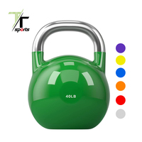 Kettlebell en acier revêtu de couleur de qualité supérieure avec poignée en acier inoxydable et fond plat pour l'entraînement de force en salle de sport commerciale