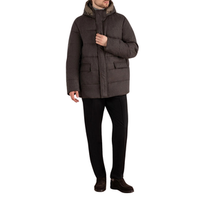 Veste polaire d'hiver longue unisexe avec col montant, fermeture à glissière, manteau à capuche en laine respirant, coupe-vent et uni de grande taille - Product Image 4