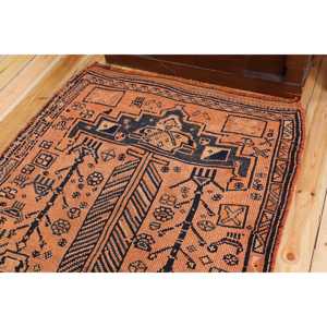 Turkish Runner Rug, 3.9x11.3 ft Vintage Rug, <b>Brown</b> Herki <b>Wool</b> Rug - Product Image 5