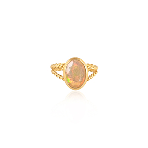 925 Sterling <b>Silver</b> Natural Ethiopian <b>Opal</b> Gemstone Gold Plated Classic Stylish Handmade Bohemian Adjustable <b>Ring</b> Anniversary - Product Image 1