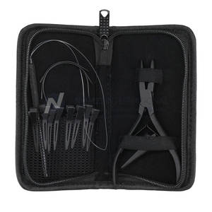 Extension de cheveux en acier inoxydable, Kit d'outils de couleur noire, pinces pour Extensions de cheveux, ensemble de crochets de traction - Product Image 1