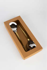 Top Quality Elegant Metal Silver & <b>Gold</b> <b>Serving</b> <b>Spoon</b> & Fork Set in Bulk Price From India - Product Image 5
