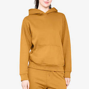 Sudaderas con capucha holgadas con hombros descubiertos para mujer, jersey de poliéster de Color caqui para mujer, Sudadera con capucha con logotipo personalizado con estampado de gran tamaño de tres estaciones - Product Image 2