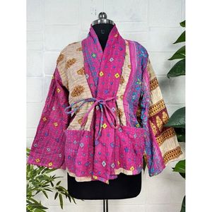 Vintage Kantha <b>Stitch</b> Dori Jacket One-of-a-Kind Handstitched Boho Chic Reversible Short <b>Coat</b> Patchwork Decoration for Spring - Product Image 2