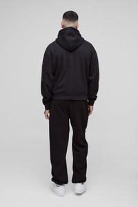 เสื้อมีฮู้ดสำหรับผู้ชายสีดำโอเวอร์ไซส์แบบรูดซิปพิมพ์ลายโครงกระดูกเสื้อผ้าแนวสตรีทแบบเรียบง่ายโลโก้ออกแบบได้ตามต้องการ - Product Image 3