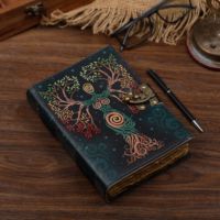 Diario de Cuero Genuino Hecho a Mano, Estilo Vintage, con Logotipo Grabado, Cuaderno de Viaje con Cierre, Resistente al Agua, para Acuarelas