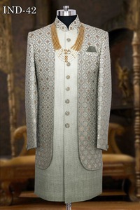 Sherwani Kurta en velours de haute qualité pour mariage, vêtements indo-occidentaux, vêtements islamiques, robe musulmane avec costumes pour hommes - Product Image 6