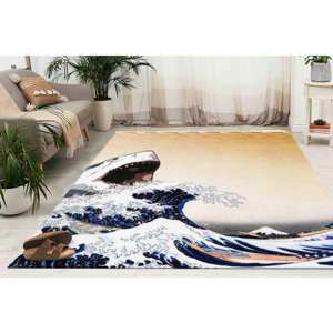 Alfombra Impresa - Diseño Moderno Abstracto de Onda de Tiburón, Antideslizante para Interiores, Alfombra de Chenilla - Product Image 3